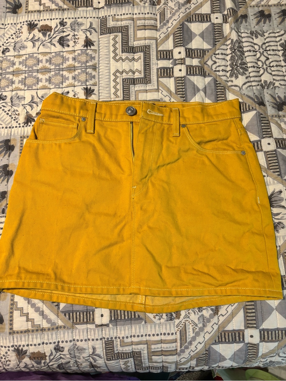 Hudson Jeans Mustard Yellow Denim Mini Skirt